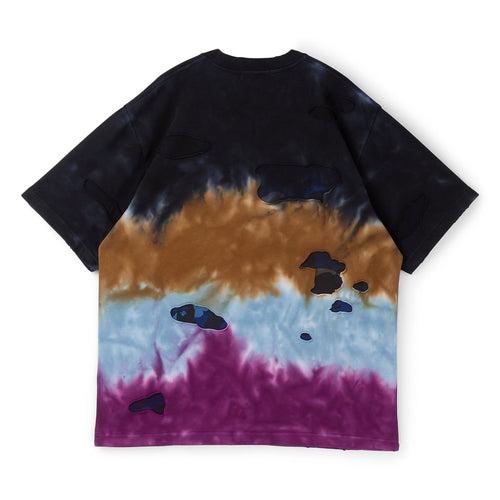 A Bathing Ape Color Camo Tie Dye Destroyed Multi Logo Relaxed Fit Tee M (Black)