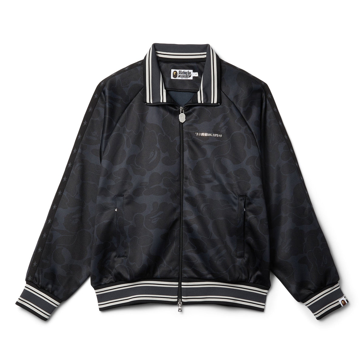 A Bathing Ape Solid Camo Bathing Ape Logo Relaxed Fit Track Jacket (Black)