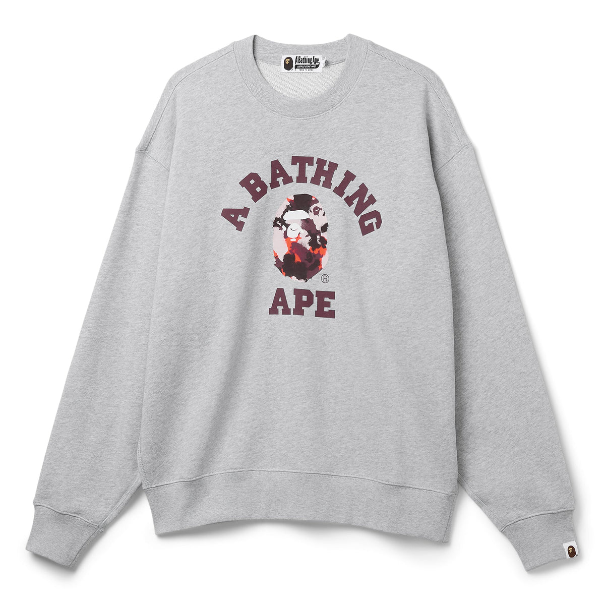 A Bathing Ape Map Camo College Relax Fit Crewneck Sweatshirt (Grey)
