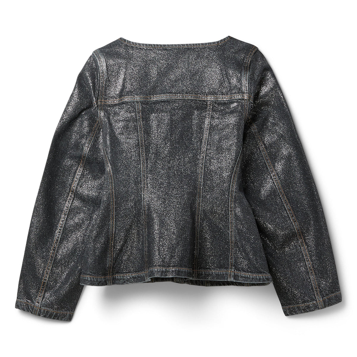 GANNI Shimmery Foil Denim Fitted Blazer (Washed Black/Black)
