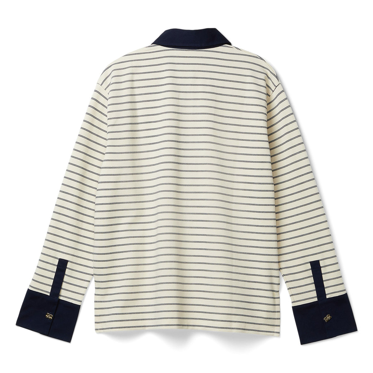 GANNI Striped Cotton Polo (Egret)