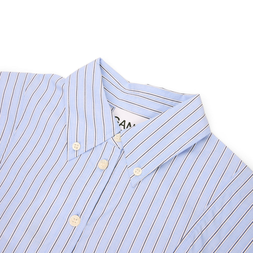GANNI Stripe Peplum Shirt (Lavender Lustre)