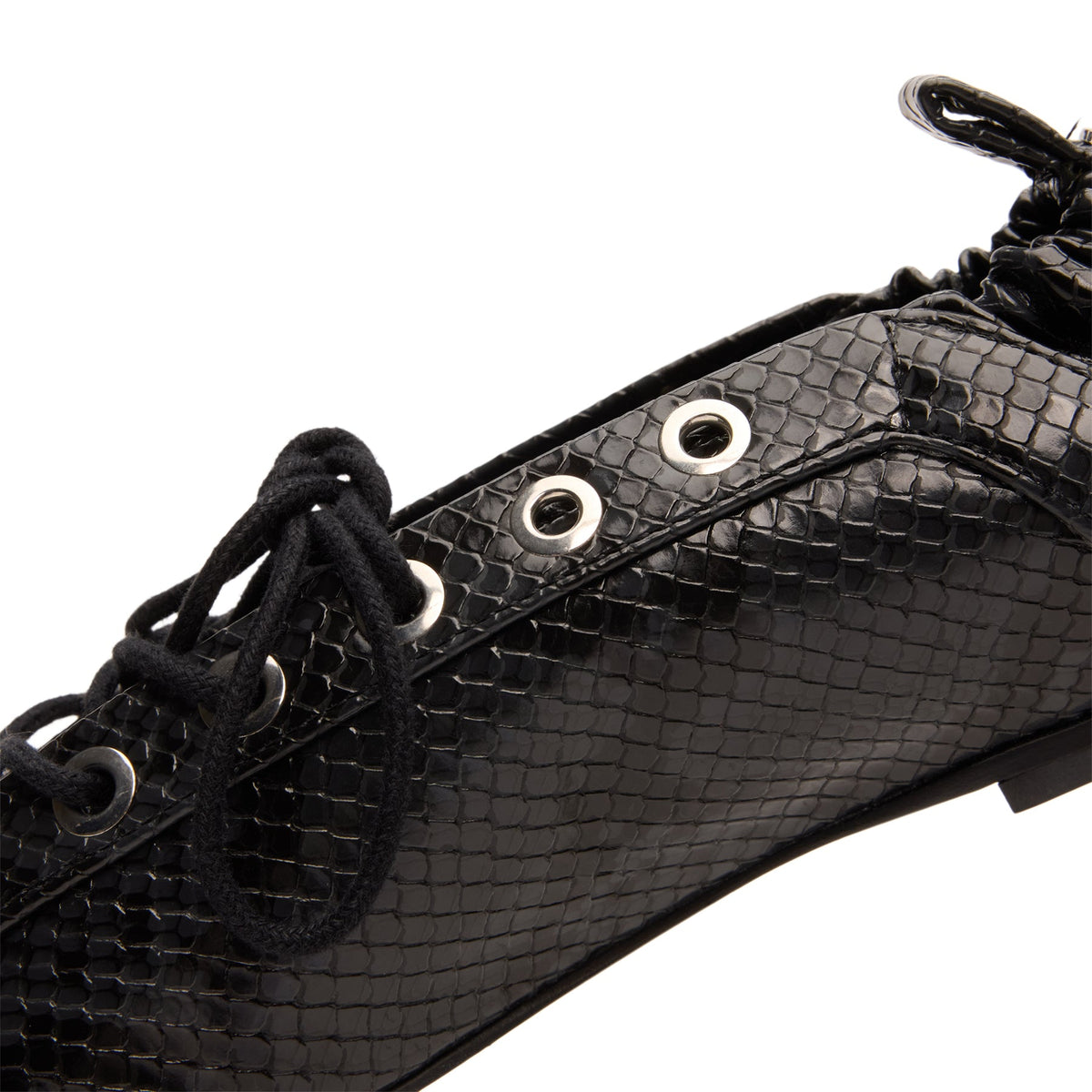 GANNI Lace-Up Ballerinas (Black Oyster)