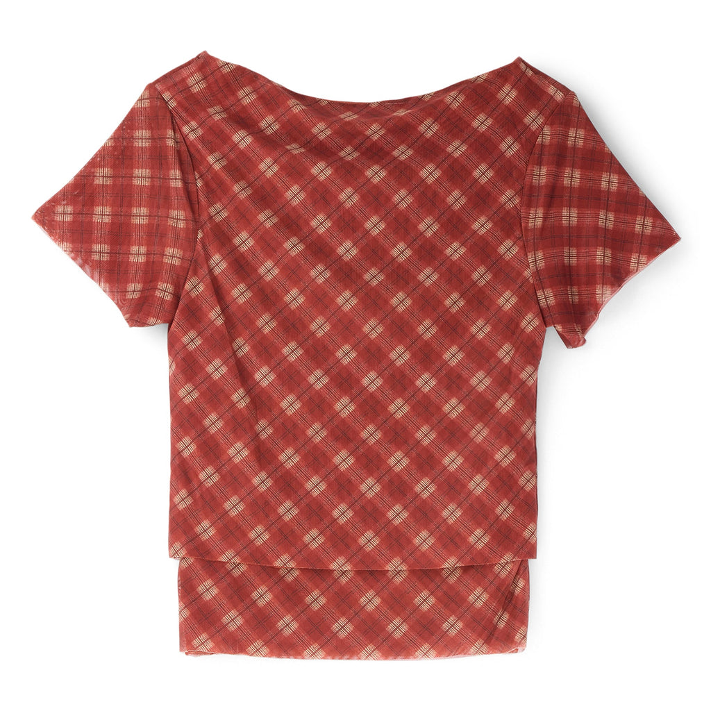 House of Sunny Retro Check Mesh Top (Multi)